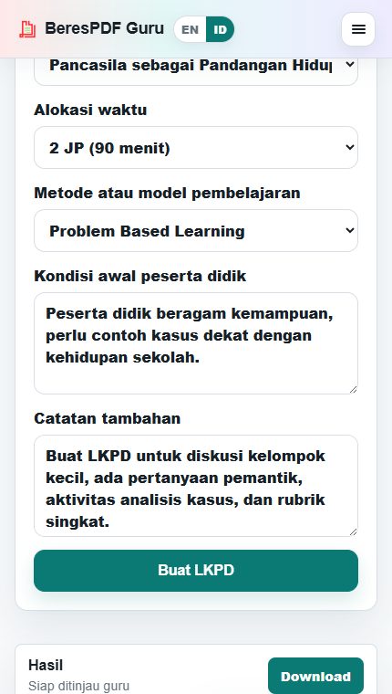 Menu download LKPD PDF dan DOCX