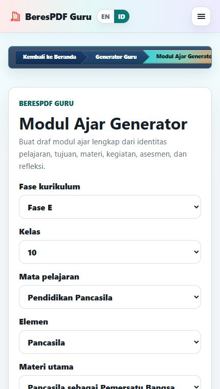 Memilih elemen materi utama dan submateri